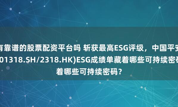 有靠谱的股票配资平台吗 斩获最高ESG评级，中国平安(601318.SH/2318.HK)ESG成绩单藏着哪些可持续密码？