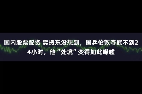 国内股票配资 樊振东没想到，国乒伦敦夺冠不到24小时，他“处境”变得如此唏嘘